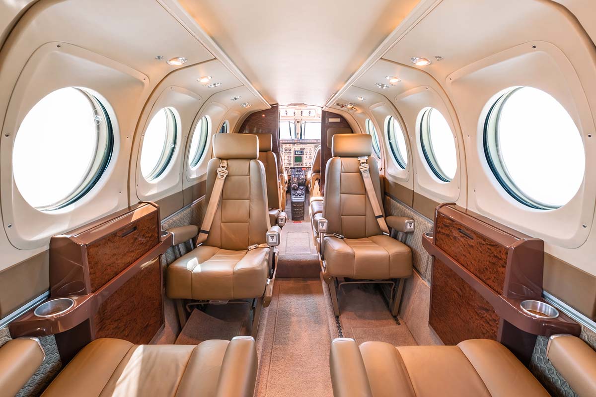 Beechcraft King Air 100 cabin for Puerto Rico charter