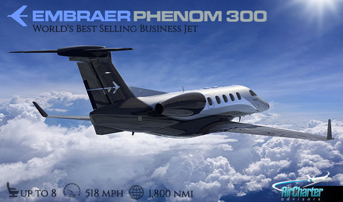 Embraer Phenom 300 super light jet for Puerto Rico charter