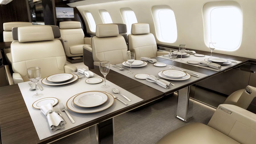 Bombardier Global 7500 cabin for Puerto Rico charter